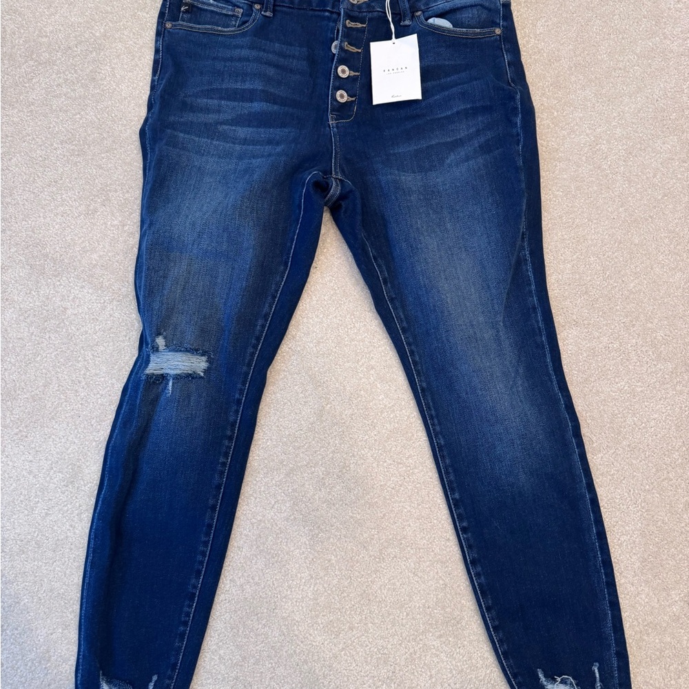 KanCan Milo Distressed Button Up Blue Jeans Size XL NWT